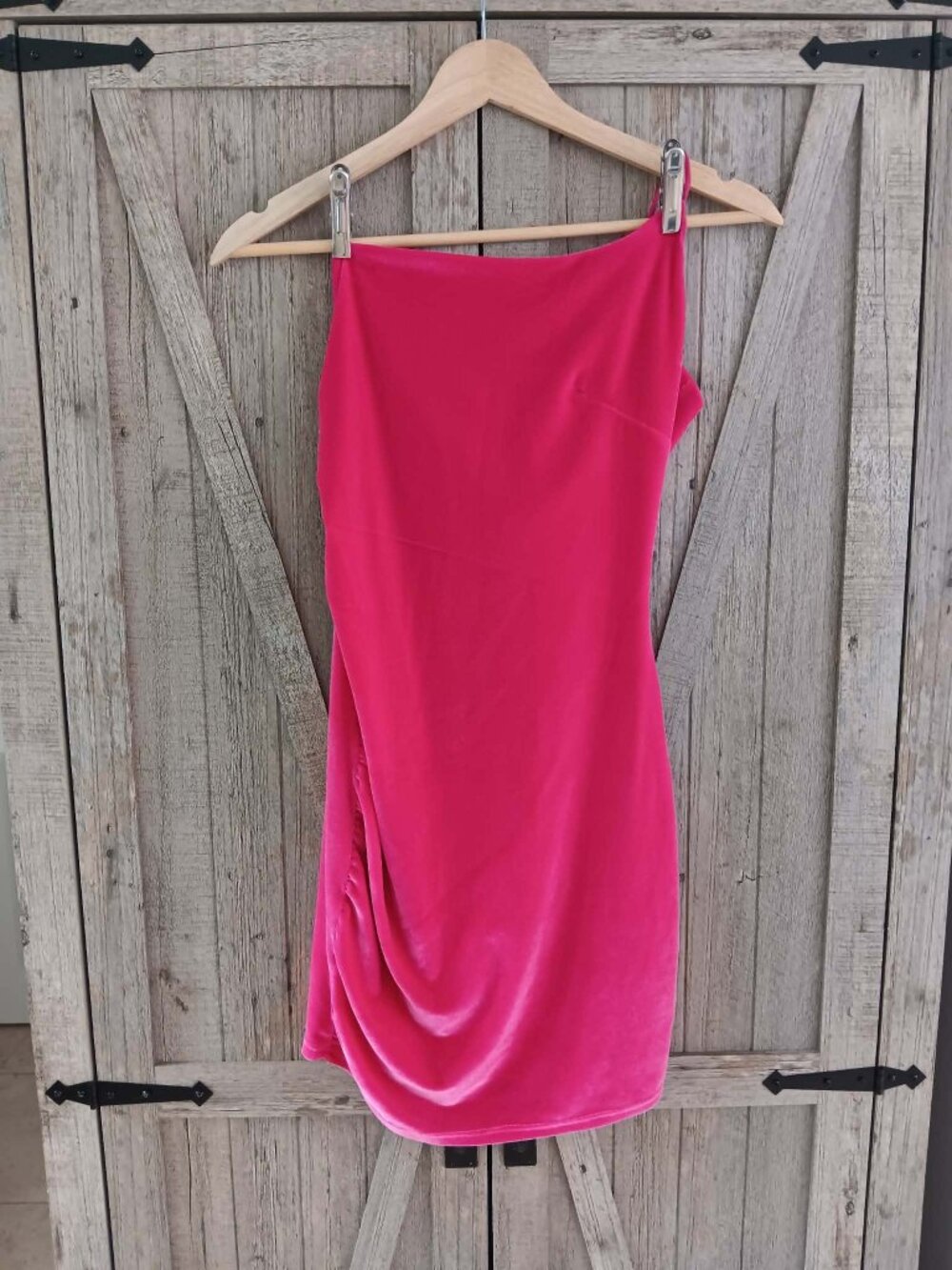 Lucy in the Sky Bodycon Asymmetrical Hot Pink Mini Dress